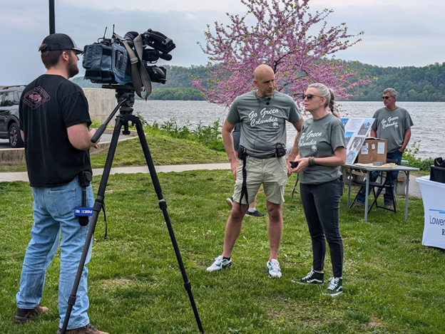 Columbia Shade Tree Commission Chair Julie Lehmer and Dan Sahd of Sahd Metal Recycling at the first Go Green Columbia event