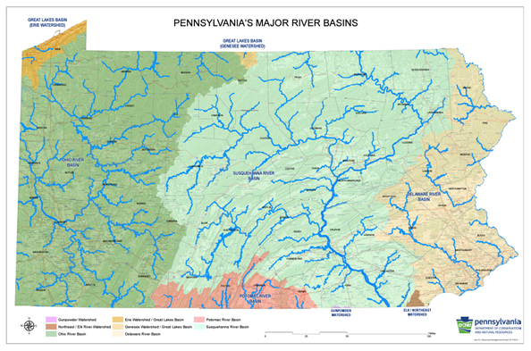 Map of Pennsylvania major river basins