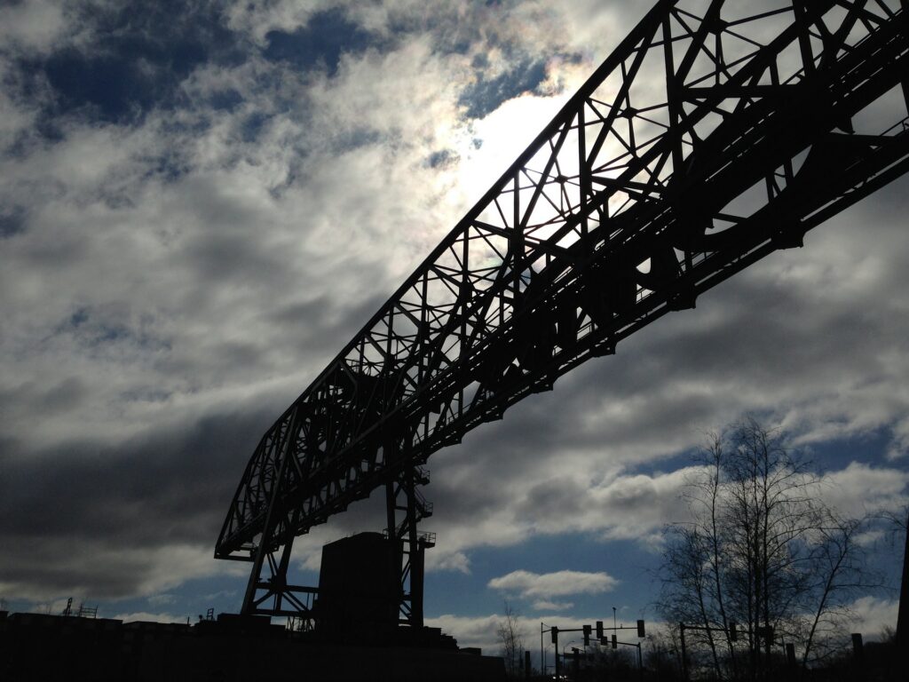 Crane against a cloudy sky